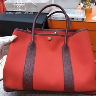🌈Hermes❤️Garden Party 36❤️橙紅色拼啡皮帆布🌟未使用閑置🌈Canvas🌟