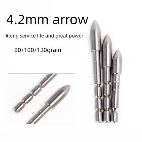 4.2mm Threaded Insert Arrow Point 80/100/120 Grain Screw-in Steel Arrowhead for 4.2mm Thin Carbon Sh