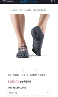 ToeSox - Elle Grip Socks 深灰 Size S  35-39 // 40-43（原價165) $188/3