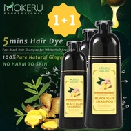 [SG SELLER] 1+1 Mokeru Black Hair Ginger Shampoo Herbal Dye Non Damaging to Hair 500ML