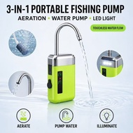 3-in-1 Rechargeable Fishing Aerator Oxygen Pump Touchless Water Pump LED Light for Aquarium Fish Tan