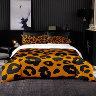 Orange Lembut Tempat Tidur Set Selimut Duvet Mewah Corak Harimau Hitam Set dengan Bantal untuk Saiz Raja Ratu
