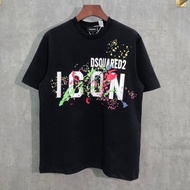 DSQ2 ICON men's t-shirt with paint splatter pattern - DSQUARED2 cotton shirt