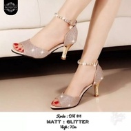 High Heels Tofu Box ModelWanita Gold GlitterELEGAN, Comfortable to Wear Heels Sandals Full Glitter C