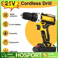 【HCS】21V Cordless Drill 3/8 Inch Keyless Chuck Electric Drill 25+1 Clutch Lithium Electric Hand Dril