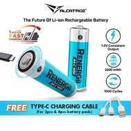 Alcatroz Renergii Li-Ion AA / AAA Rechargeable Battery | Huge Battery Capacity | Type C Charing Port