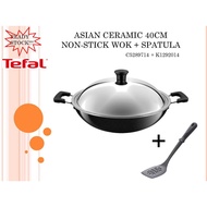 TEFAL ASIAN CERAMIC 40CM NON-STICK WOK + SPATULA