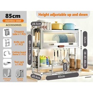 GSLIFE Double-Layer Stainless Steel Sink Rack with Cover Large Dish Rack Kitchen Storage Rack Above 