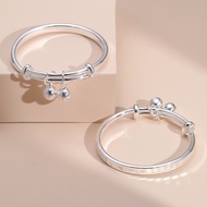 Pure Silver9999Sterling Silver Baby Bracelet for Kids Full Moon Solid Children's Bracelet Four-Leaf 