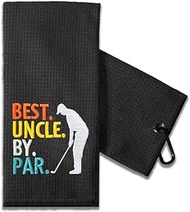 TOUNER Funny Golf Towel Gift for Dad, Retirement Gifts for Men Golfer, Funny Golf Towel for Men, Embroidered Golf Towels for Golf Bags with Clip (Best Uncle by Par)
