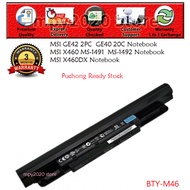 MSI GE42 2PC GE40 2OC X460 X460DX MS-1491 MS-1492 BTY-M46 Laptop Battery Replacement Puchong Ready S