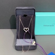 Tiffany 蒂芙尼 愛心中號白金滿鑽項鍊