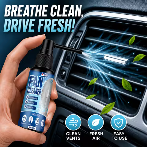 KJM Dual Spray Nozzle Car AC Fan Cleaner Spray 50ml Fast Deep Clean Dust Odor Remover Freshener For 