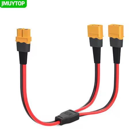 JMUYTOP XT60 Y Splitter 12-14AWG XT60 1 Female to 2 Male Connector 4mm2 Cable for solar panel UAV Ph