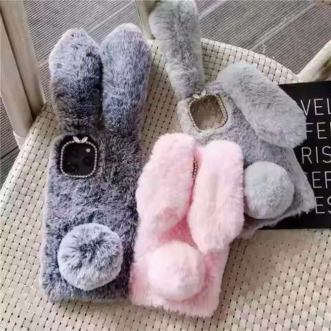 Bunny Hair Tpu Soft Cover Protective Phone Case For VIVO V60 V50 V40 V30 V29 V27 V25 V23E V21E V20 V
