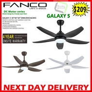Fanco Galaxy 5 DC 38/48/56 Ceiling Fan With Remote Control and 24W 3 Tone LED Light | Free Delivery