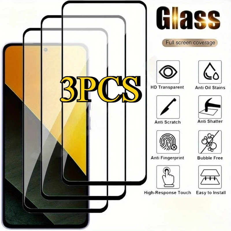 3Pcs Tempered Glass for Xiaomi Poco F7 Ultra Pro F6 F5 F4 F3 Pro Poco X7 X6 X5 Pro Glass Screen Prot