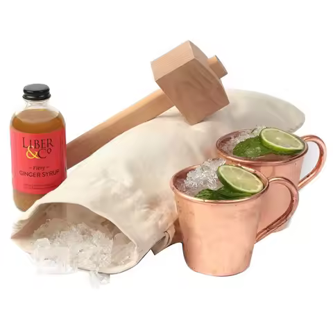 Ice Mallet and Lewis Bag - Wood Hammer and Canvas Bag for Crushed Ice