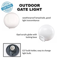 3H E27 Weatherproof Opal Globe Bulb, 6/8/8/12-Inch Casing for Outdoor Fence Post or Gate Mentol Glob