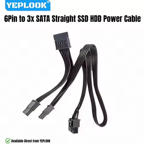 YEPLOOK 6Pin to 3x SATA Straight, HDD SSD Power Cable for Corsair RM-x Type 4 Modular Power, for RM1