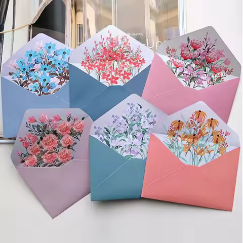 Letter Paper Stationery Kit Flower Envelop Set Wide Ruled A5 Letter Papers for Home Party Invitation