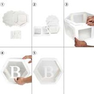 1Set/8Pcs Baby Shower Decorations Box Hexagon Balloon Boxes With Letters BABY, Transparent White Bab