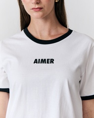 AIMER - Classic Ribbed Contrast T-Shirt in Black เสื้อยืดผู้หญิง