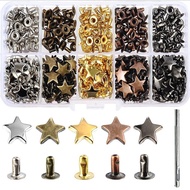 200Sets Gun Metal Star Rivets for Leather Star Rivet Studs Garment Rivets Leather Rivets Studs and Spikes for Leather Craft DIY