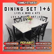 Familystar2u - 918 Laminate Marble Kopitiam 135x80x75cm High Class Dining Table Meja Makan 6 Orang S