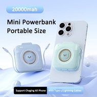 Yisen Bear Cute Mini Powerbank With 2 Cables Portable Design Led Capacity Display Fast Charging Powe