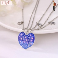 LILY 3Pcs Matching Heart Pendant Necklace, Friendship Alloy BFF Necklaces, Cute Friendship Jewelry P