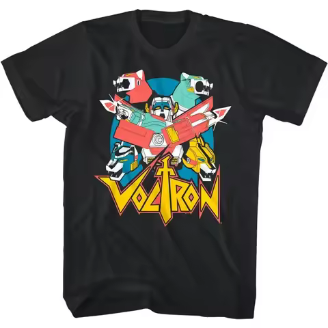 Voltron Retron 5 Lions Robot Mens T Shirt Lightning Force Golion Team Head