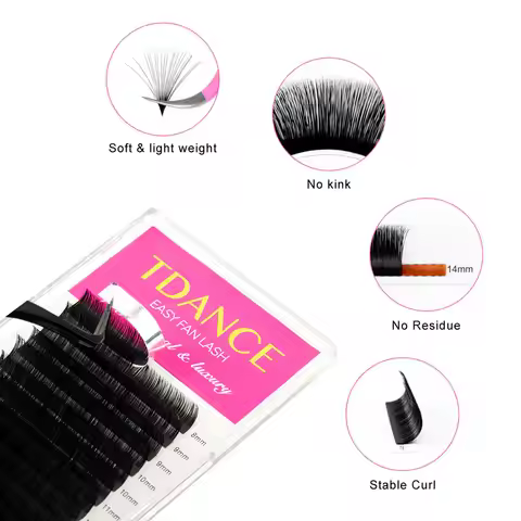 TDANCE Easy Fan Lashes Fast Bloom Faux Mink Eyelash Extension Austomatic Flowering Self-Making Volum