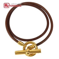 HERMES Necklace Choker Grennan Logo Double Bracelet