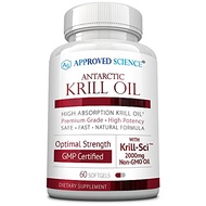 Approved Science Krill Oil - 2000mg Antarctic Krill Oil, 650mcg Astaxanthin - 260mg EPA, 160mg DHA -