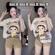 Medium Paper Lace T-shirt for Girls (LACE SHIRT _ GIRL WITH FUR HAT _B 6) FORM MEDIUM UNDER 56,57KG