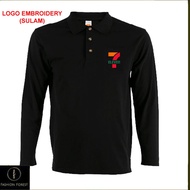 Microfiber Lengan Panjang Long Sleeve collar T Shirt Logo Embroidery Sulam 7 Eleven 7-11 SEVEN ELEVE