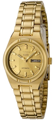 [Powermatic] SEIKO SYM600K1 SEIKO 5 AUTOMATIC Analog 21 Jewels Gold Tone Stainless Steel Case Bracelet Band WATER RESISTANCE CLASSIC UNISEX WATCH