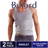 Byford (2 Pcs) Baju Dalam Lelaki | Byford 100% Cotton Sleeveless Singlet Assorted Colour - BID774S
