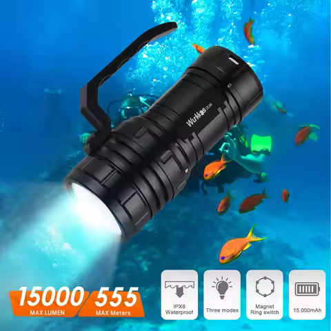 Wurkkos DL06 Diving Torch 15000LM High Power Rechargeable LED Flashlight 3*21700 6*XHP50.2 Power Ban