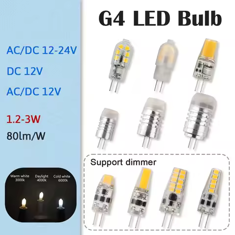 5-50pcs High Light LED G4 MINI AC DC 12V 24V Low Power 1.2W 1.4W 1.5W 2W 3W Efficiency Strobe for Cr