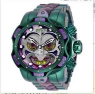 新款invicta幻彩小丑英弗它石英男士綠紫色矽膠帶手錶