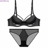 【32-42 size】 Red Sexy Underwear Panties Women Autumn Winter New Bra Set Ultra-Thin Large Size Anti-s