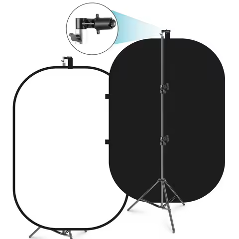 NEEWER 1.5x2m / 5x7ft 2-in-1 Collapsible Backdrop Kit (Black&White)