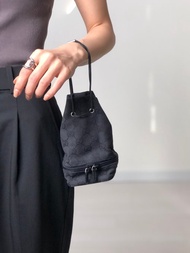 【日本直送 名牌中古包】GUCCI 古馳 GG 帆布迷你束口袋手提包 黑色 vintage 古著