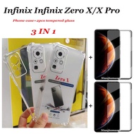 3in1 for Infinix Infinix Zero X Pro/X Zero X NEO Clear Shockproof Phone Case 1.55mm + 2PCS Tempered Glass