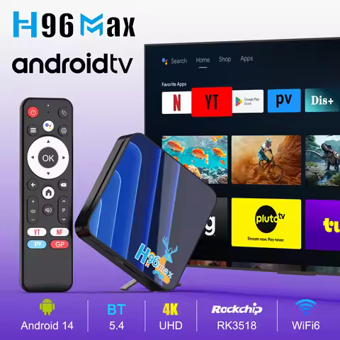 H96Max RK3518 Android 14 4K TV Box Quad Core WiFi6 BT5.4 Google Voice Assistant with New Geometric L