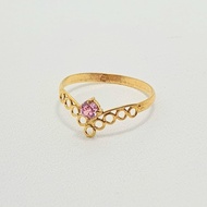 Cincin Emas Muda V Mata Pink Renda 1/2 Gram