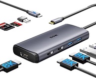 SSK USB C Docking Station 3 Monitors, 9 in 1 Single 8K/Dual 4K60Hz USB C Hub DisplayPort Dock with 2