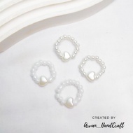 Cute White Love Ring Series || Love White Bead Ring